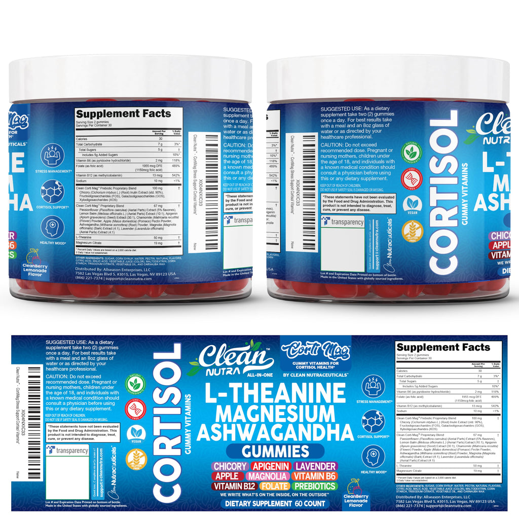 Clean Nutra Cortisol Gummies – L-Theanine, Magnesium & Ashwagandha