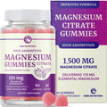Magnesium Citrate Gummies – Extra Strength, Calm & Digestion | Vegan, Non-GMO | Raspberry 60 Ct