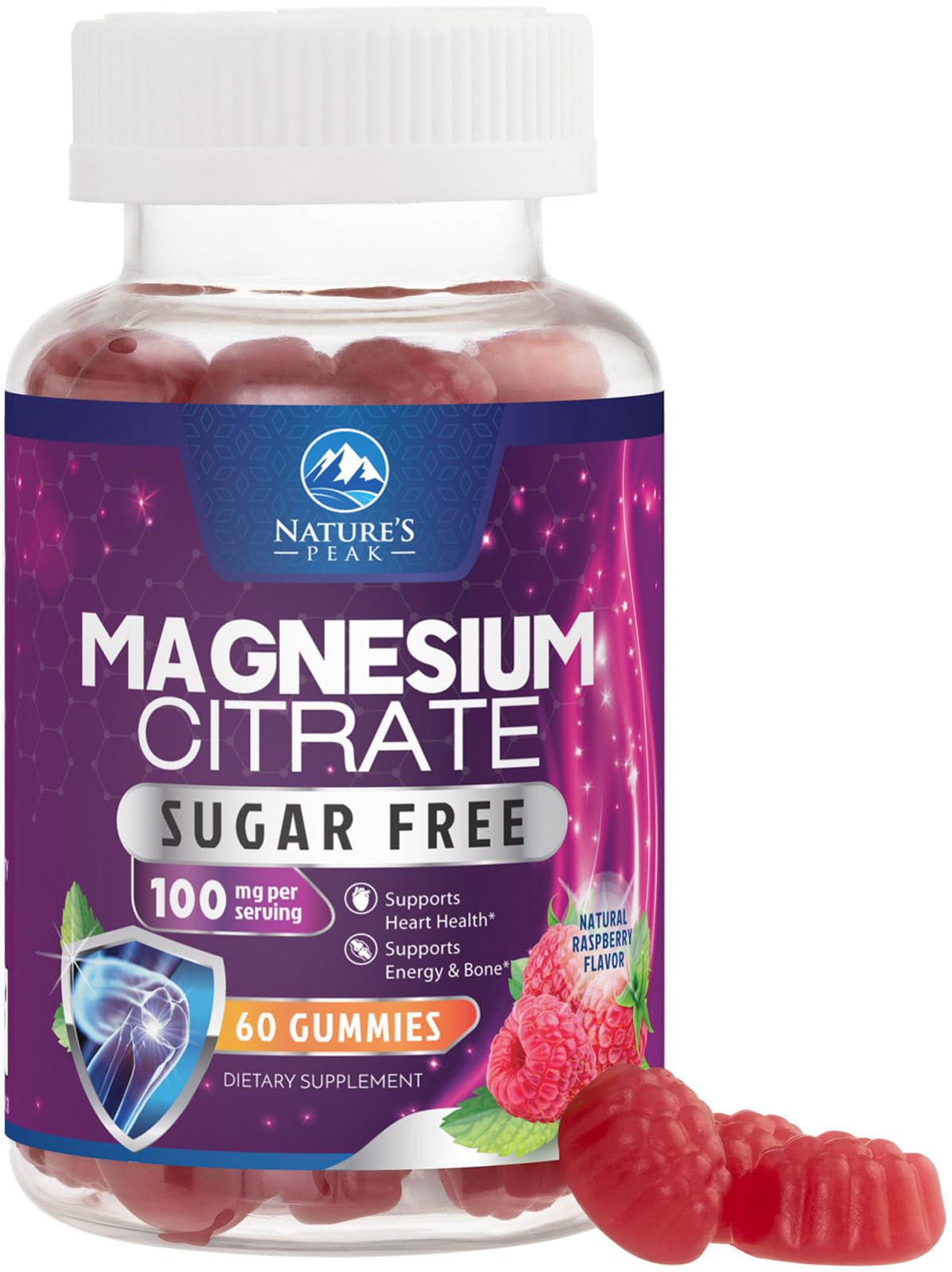 Magnesium Citrate Gummies Sugar-Free – High Absorption, 60 Gummies | Sleep, Heart & Bones Support