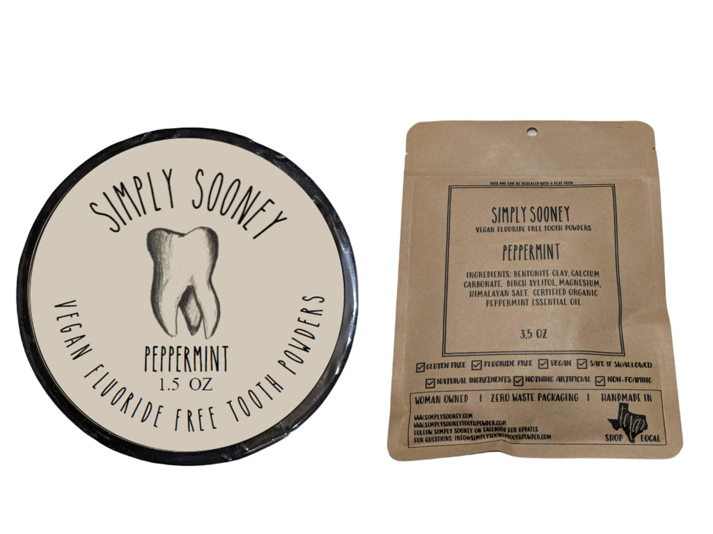 Zero Waste Tooth Powder – Organic Vegan Fluoride Free, Peppermint Flavor, 6 Month Supply