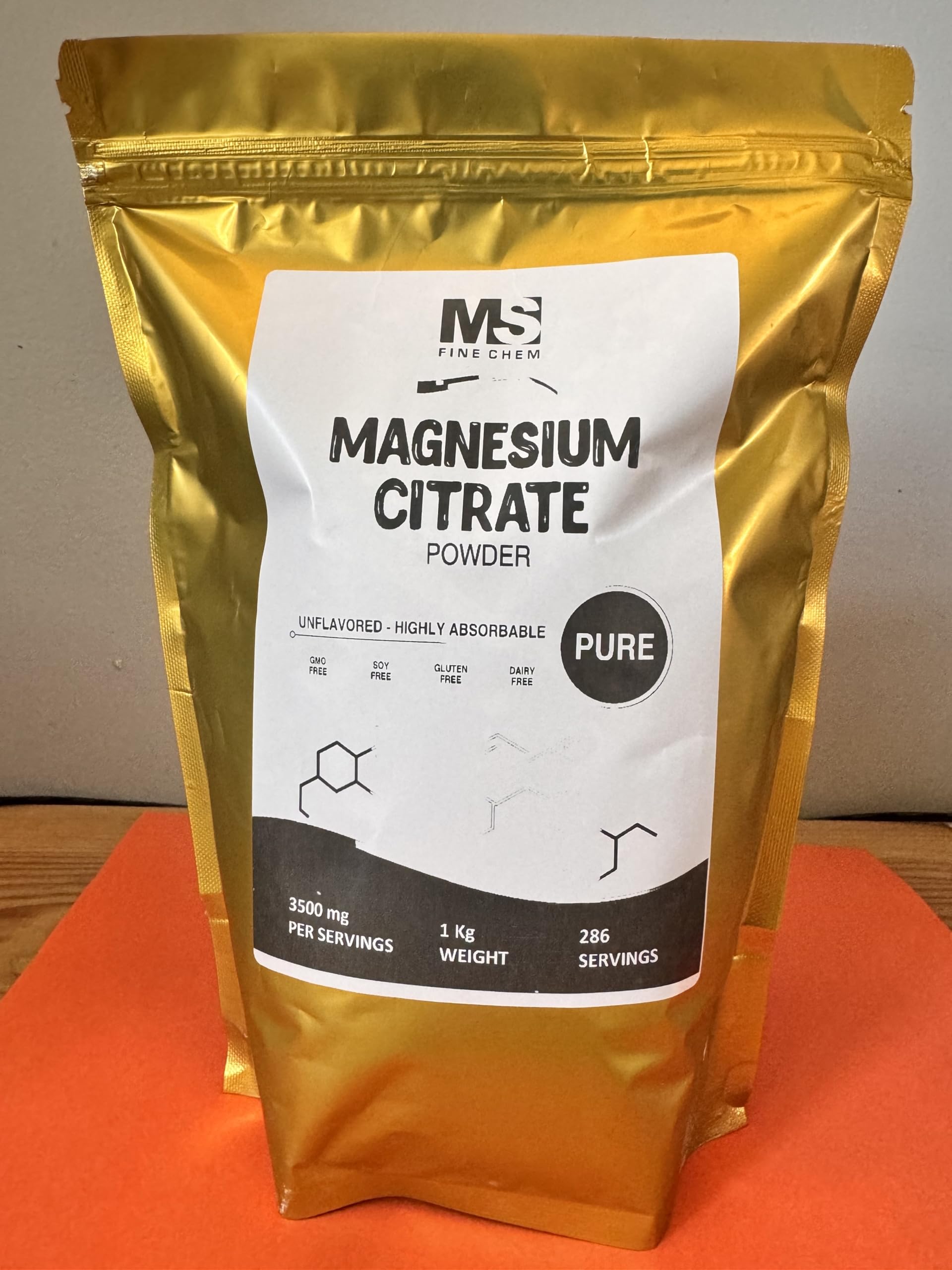Magnesium Citrate Powder – 400 mg Mg per Serving, 1 kg (Gluten Free)