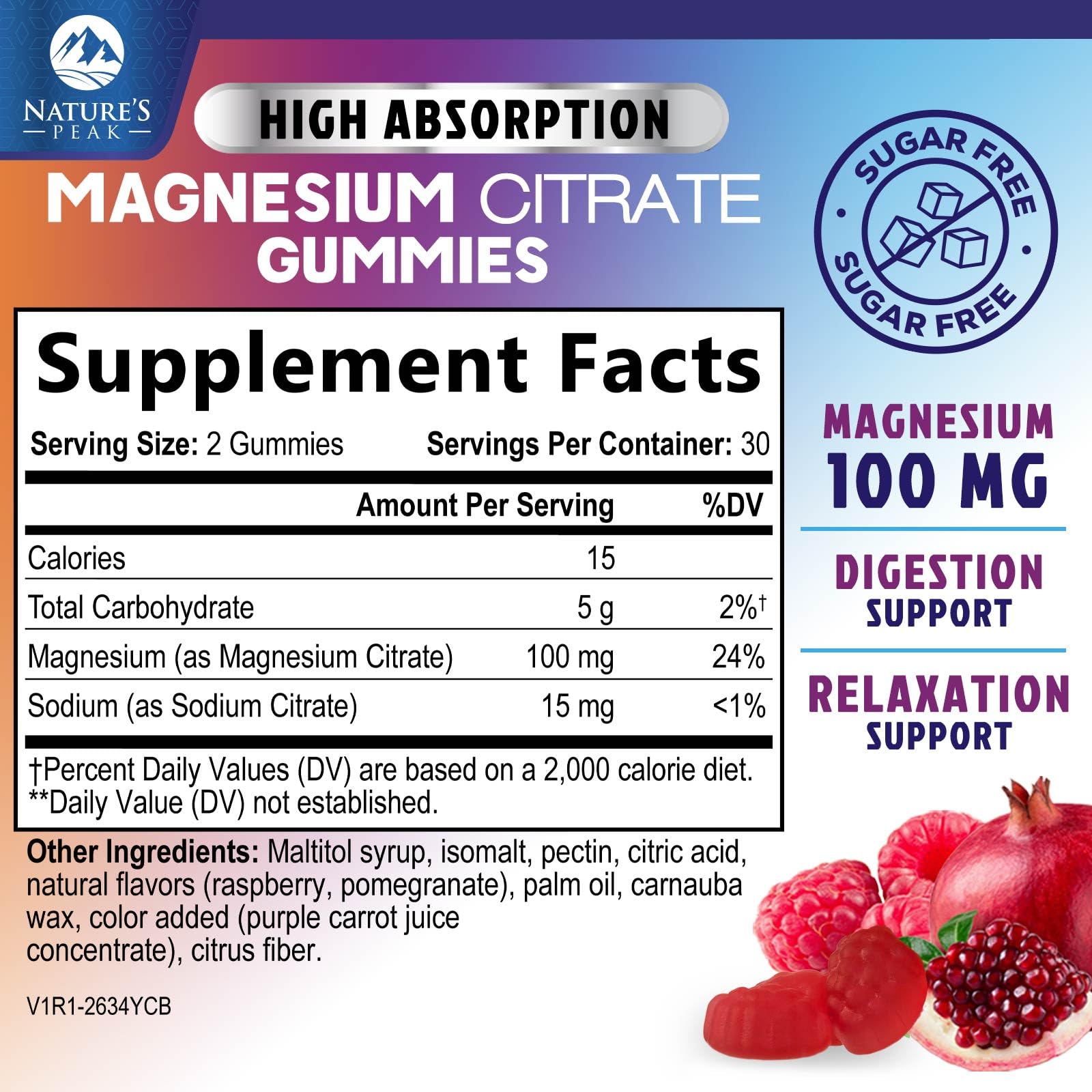 Magnesium Citrate Gummies Sugar-Free – High Absorption, 60 Gummies | Sleep, Heart & Bones Support