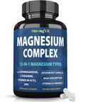 Magnesium Complex 12-in-1 1000mg | Sleep & Stress Support | USA (120 Capsules)