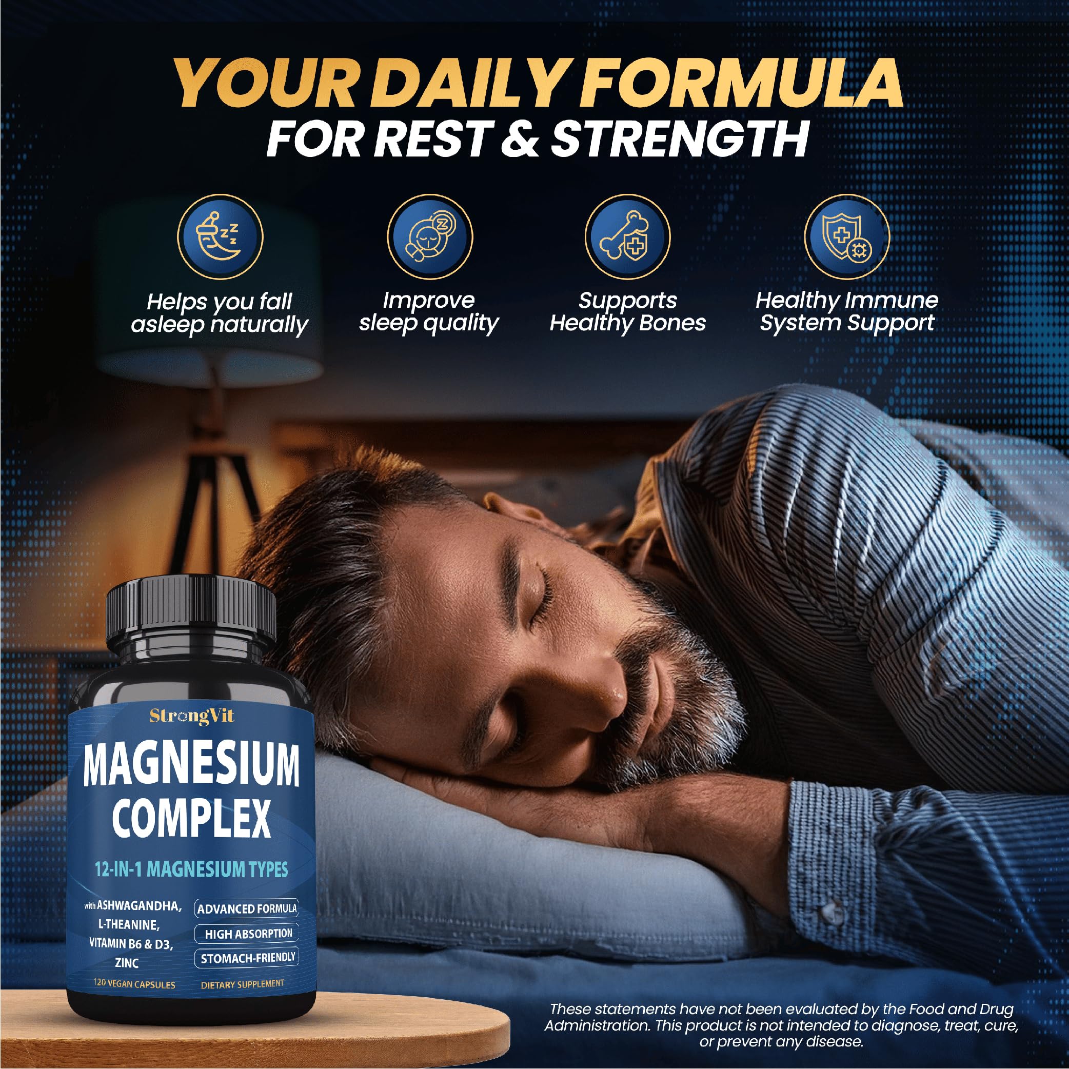 Magnesium Complex 12-in-1 1000mg | Sleep & Stress Support | USA (120 Capsules)