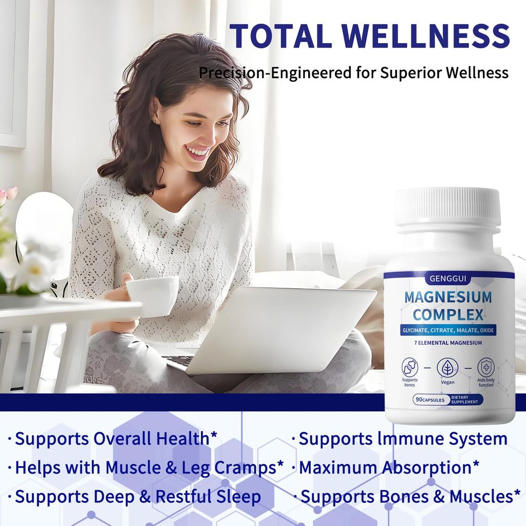Magnesium Complex 1000mg – 8 Forms (Glycinate, Citrate, Malate) – Vegan, Non-GMO