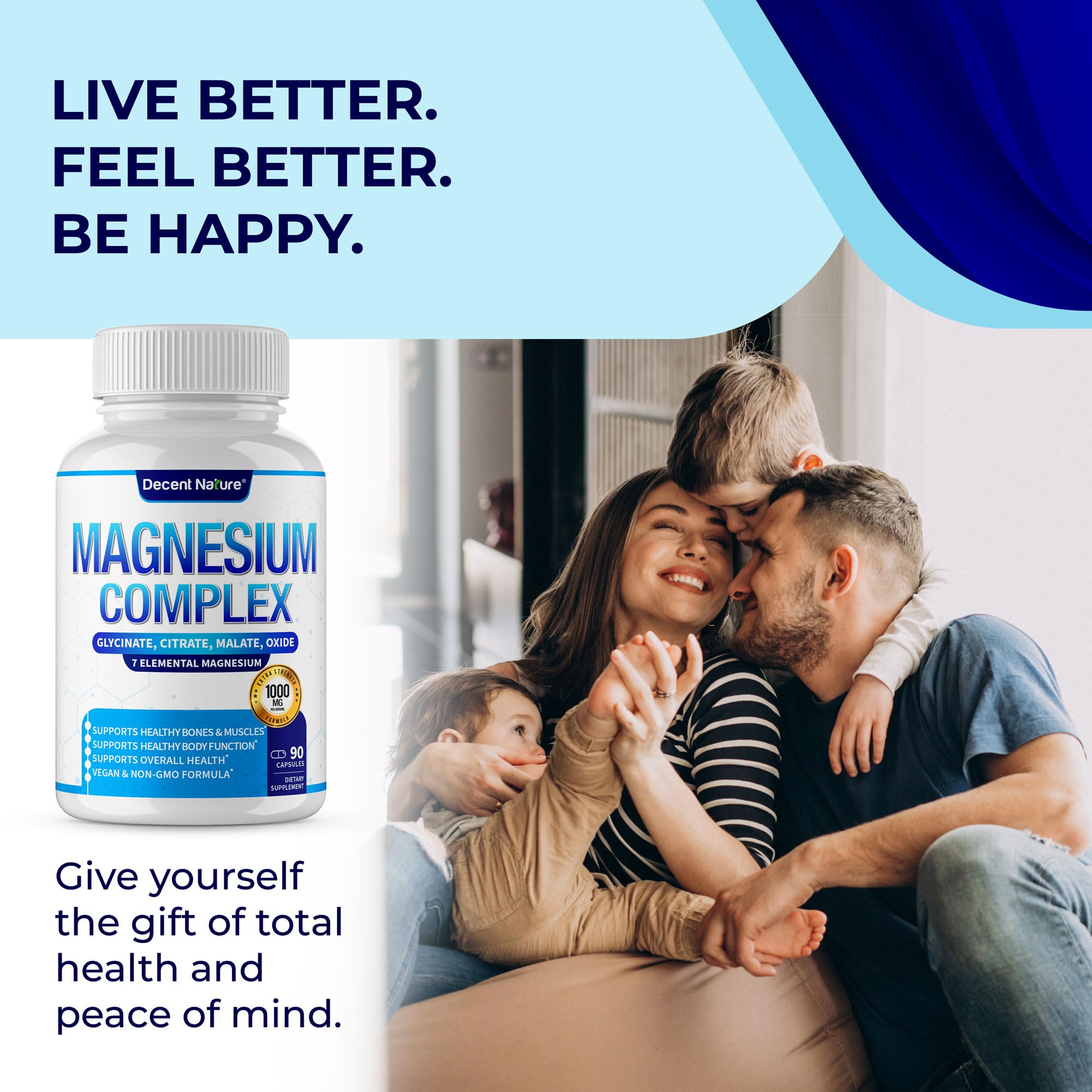 Magnesium Complex 7-Elemental Magnesium Supplement 1000mg – Non-GMO, 90 Capsules