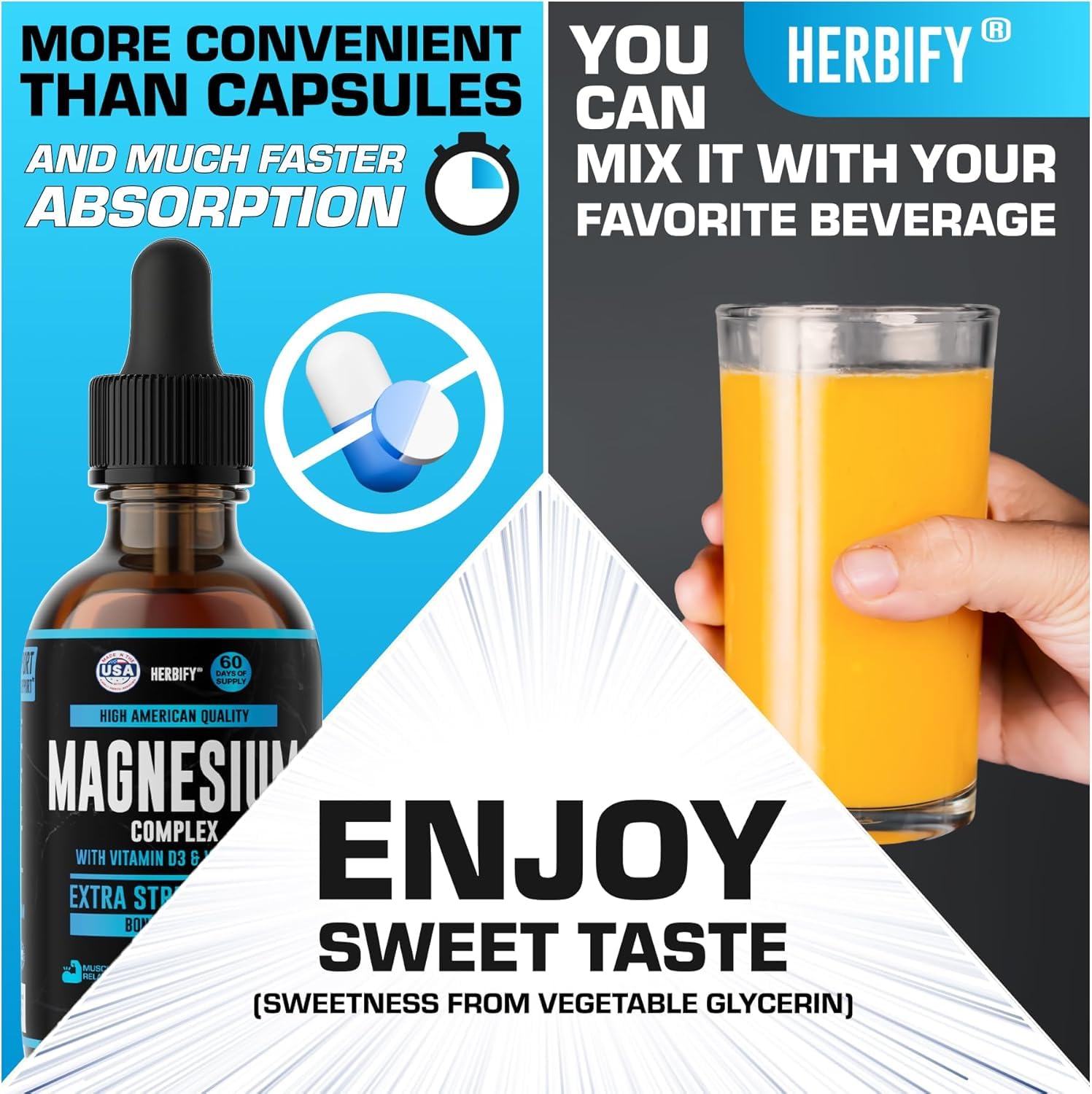 Magnesium Complex Drops - Magnesium Glycinate, Citrate & L-Threonate with Vitamin D, B6 & C | Potassium for Muscle, Mood, Heart & Nerve Support – Made in USA – 4 oz
