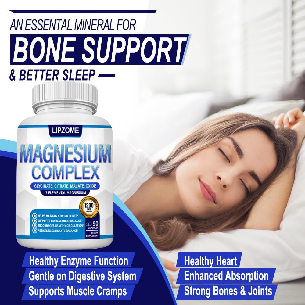 Magnesium Complex 1200mg – 8-in-1 High-Absorption Magnesium (90 Caps) – Non-GMO