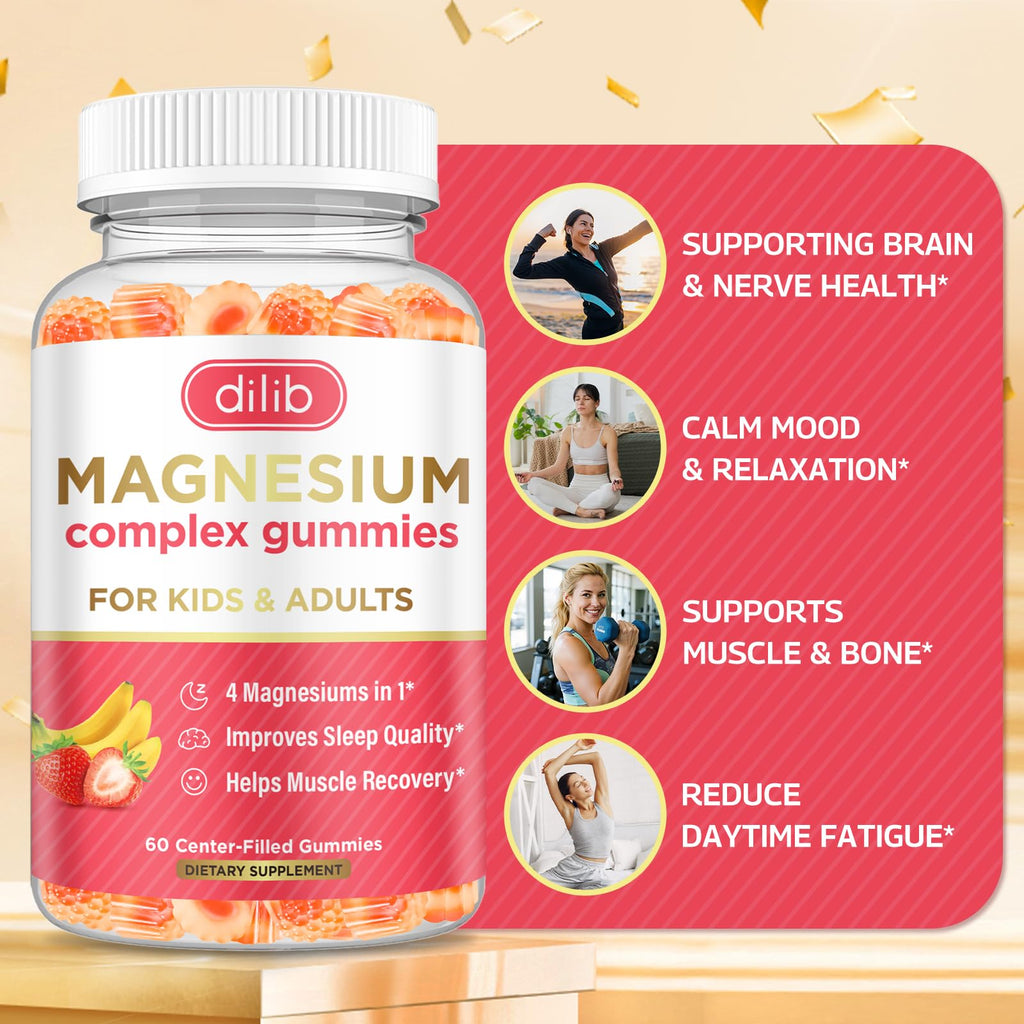 Magnesium Complex Gummies for Kids & Adults – Calm, Sleep & Mood Support, 60 Gummies