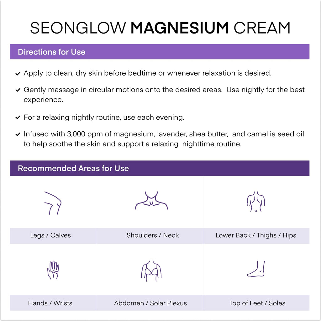 Magnesium Cream for Sleep & Leg Cramps – Lavender & Shea Butter, 4.06 Fl Oz (Made in Korea)