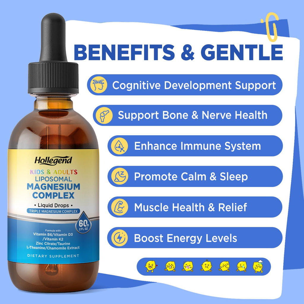 Liposomal Magnesium Drops 400mg – Triple-Source Mg with D3, K2, B6, Zinc, Taurine, L-Theanine & Chamomile (4 oz)