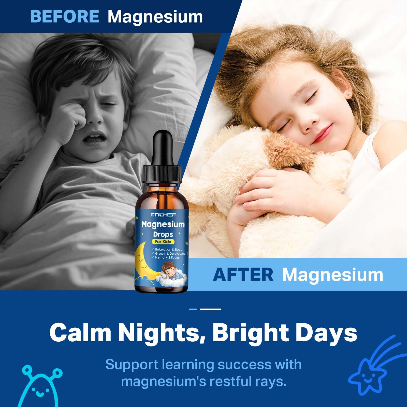 2-Pack Magnesium Drops for Kids | Magnesium Glycinate Liquid, Strawberry Flavor