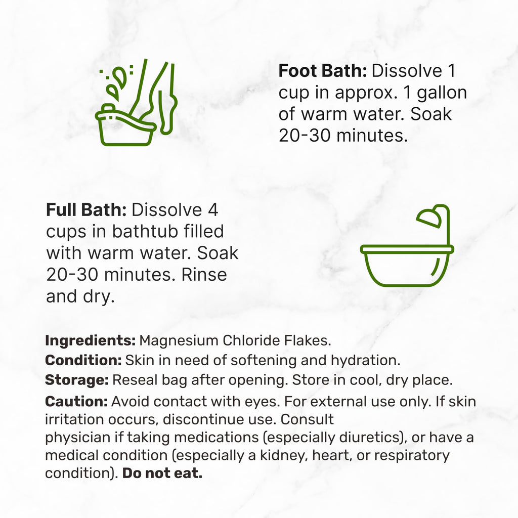 Pure Magnesium Flakes Bath Soaks 10 lbs — High-Absorption Magnesium Chloride