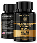 Magnesium Glycinate 1500mg + D3/K2 (10,000 IU) | 60 Vegan Capsules