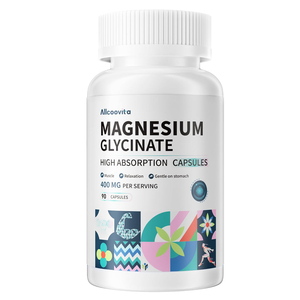 Magnesium Glycinate 400 MG per Serving | 90 Vegetarian Capsules | Chelated for High Absorption