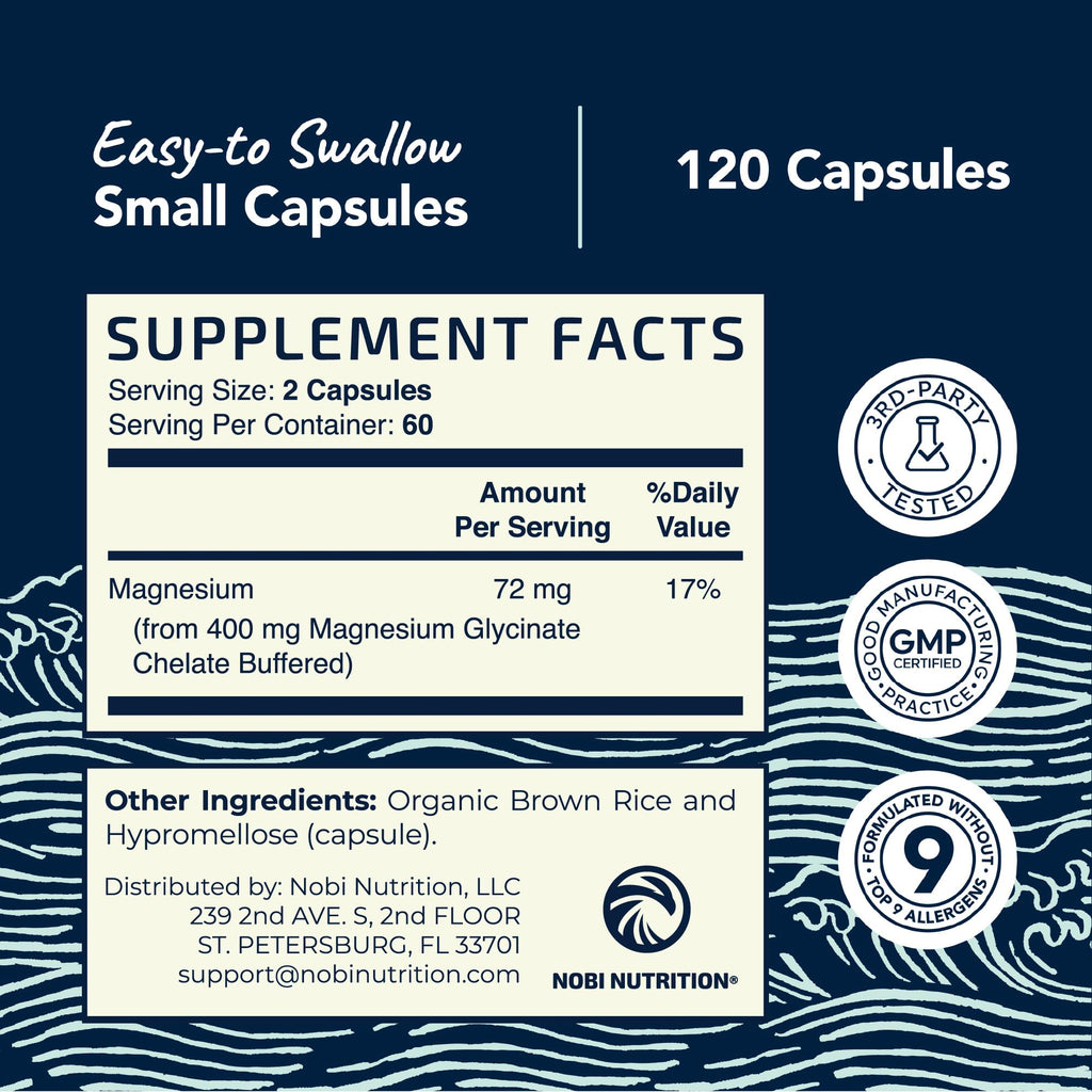 Magnesium Glycinate 400mg – Chelated Magnesium for Sleep, Calm & Muscle Support | 120 Ct