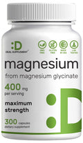Magnesium Glycinate 400mg, 300 Capsules | 100% Chelated for Easy Absorption | Essential Mineral Supplement for Muscle, Sleep & Heart Health
