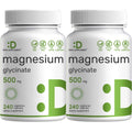 2 Pack Magnesium Glycinate 500mg | 480 Veggie Capsules | Chelated for Easy Absorption