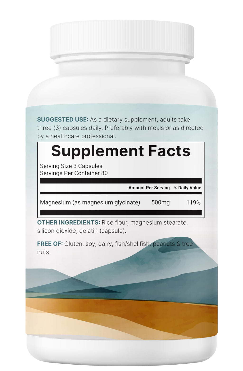 Magnesium Glycinate 500mg - 240 Capsules | 100% Chelated | Non-GMO