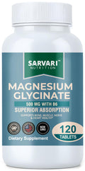 Magnesium Glycinate 500mg with B6 – 120 Vegetarian Tablets | Non-GMO, Gluten Free
