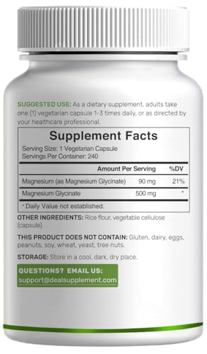2 Pack Magnesium Glycinate 500mg | 480 Veggie Capsules | Chelated for Easy Absorption
