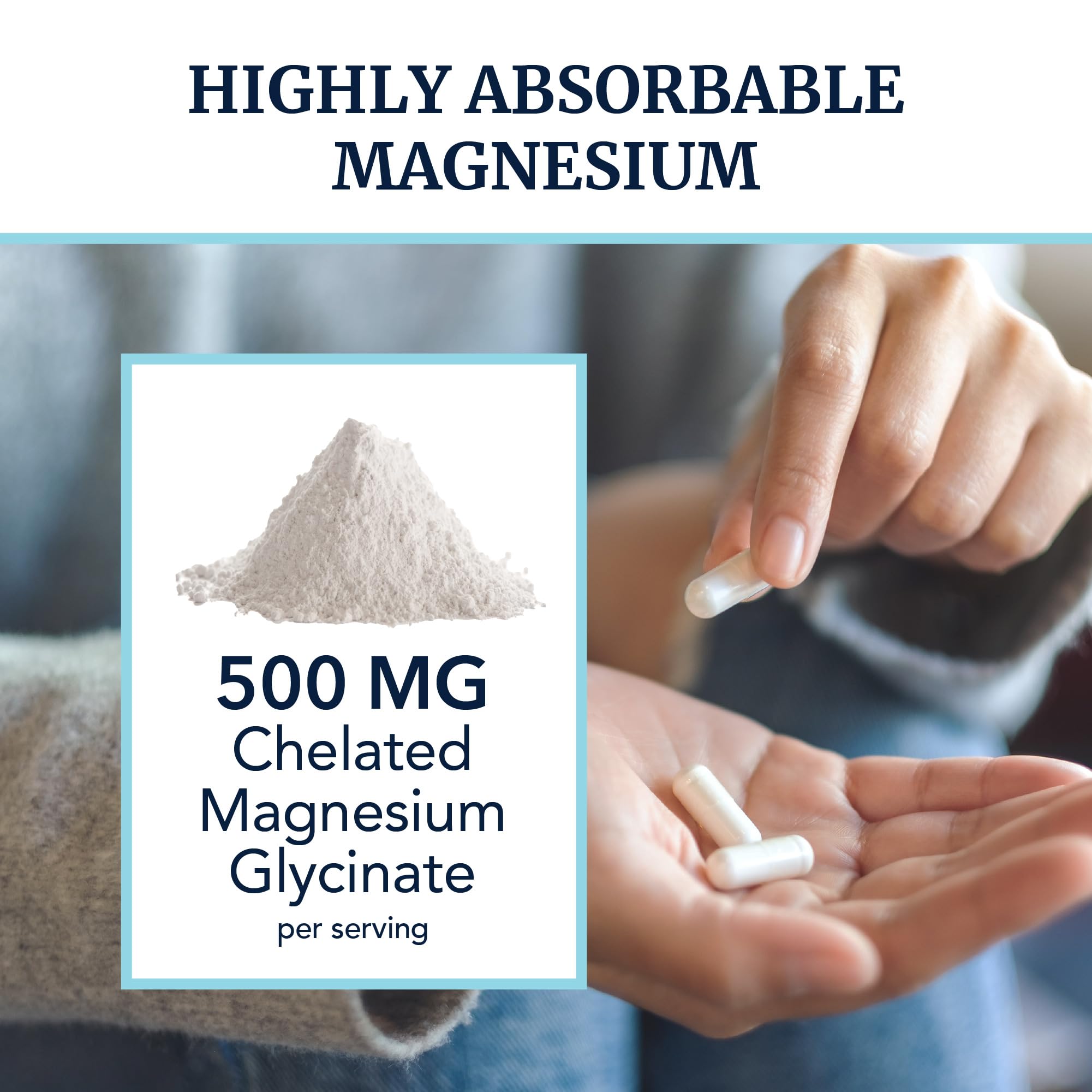 Magnesium Glycinate 500mg | Chelated for High Absorption | 60ct | Sleep, Relaxation & Muscle & Nerve Support