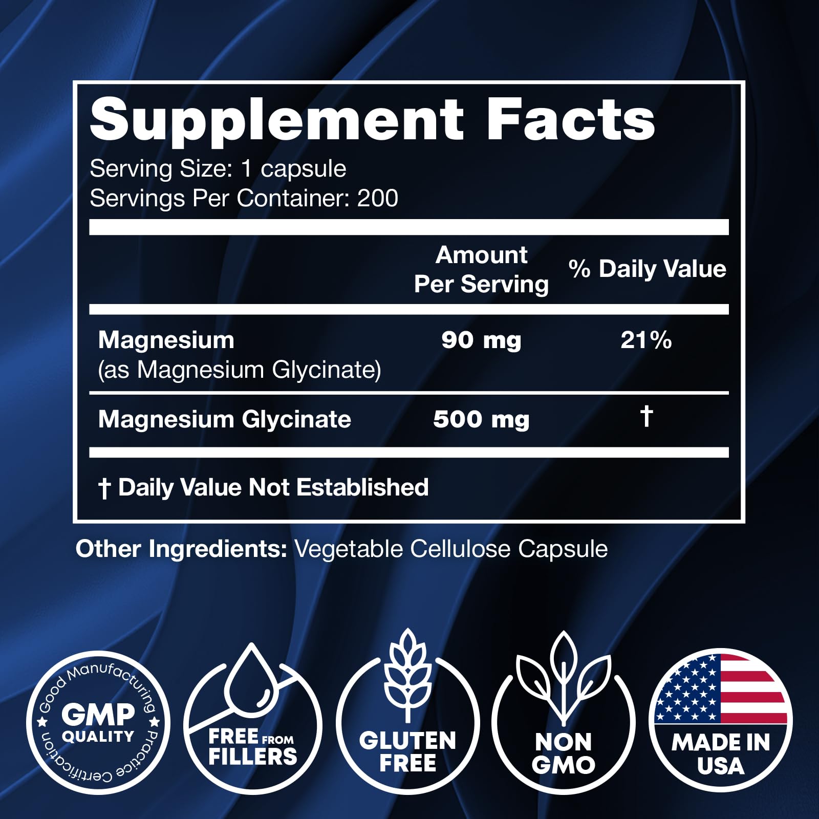 Magnesium Glycinate 500MG - Sleep Support, High-Absorption Chelated Magnesium | 200 Vegan Capsules