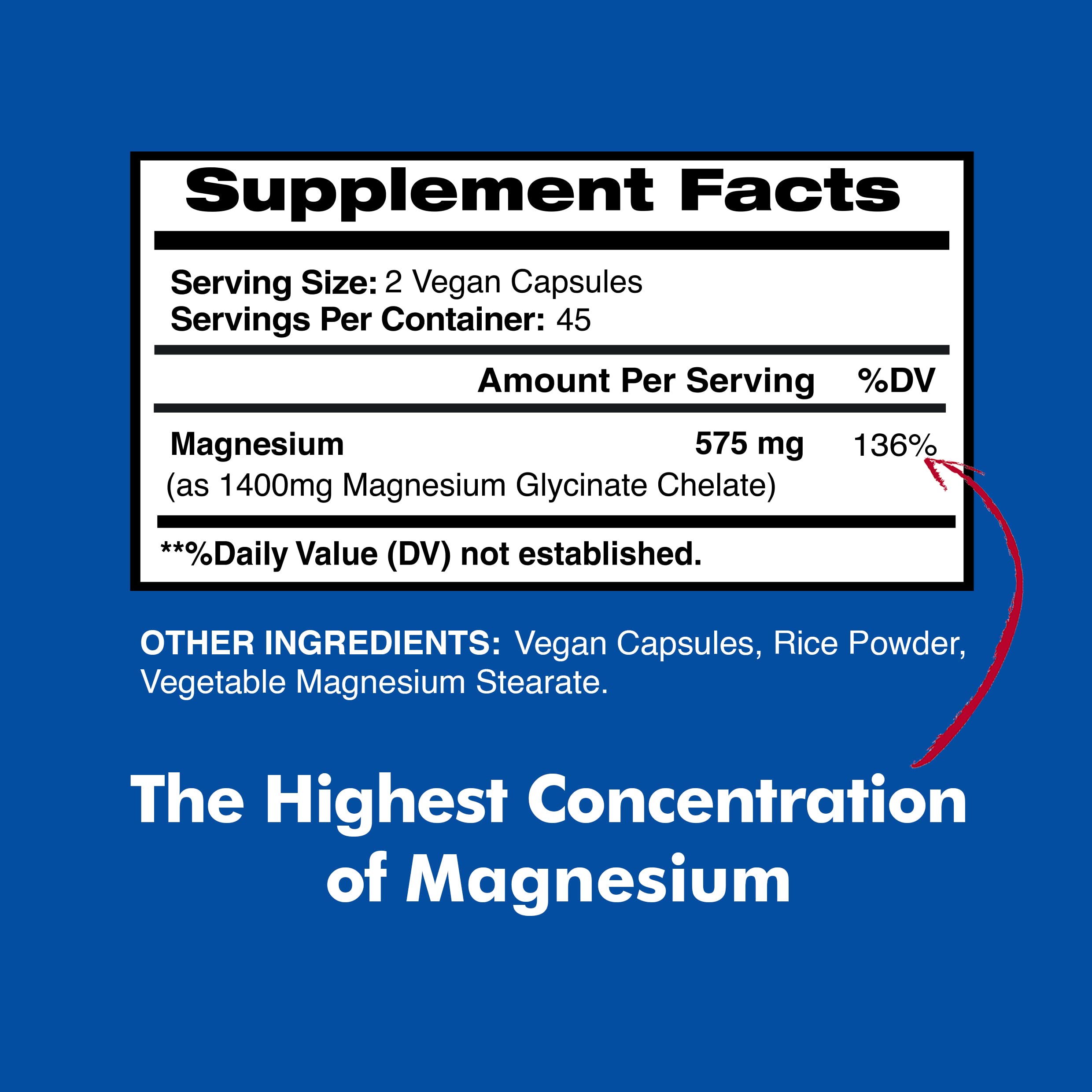 Magnesium Glycinate 575mg - 90 Veggie Capsules (Pack of 2) | American Standard Supplements
