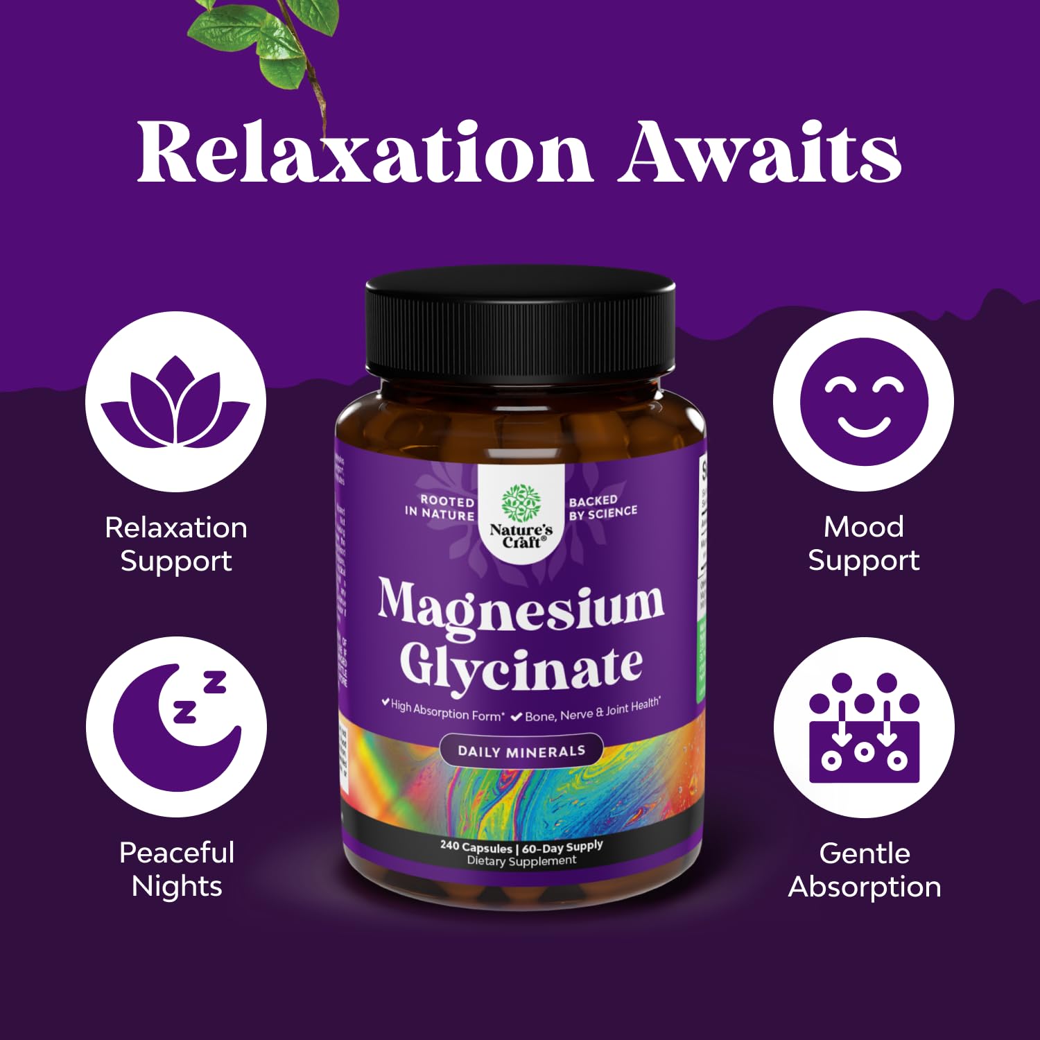 High Absorption Magnesium Glycinate 500mg Capsules | Sleep, Nerve & Muscle Support