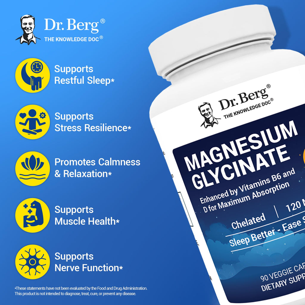 Dr. Berg Maximum Strength Magnesium Glycinate 90 Capsules | USA Formulated 4-in-1 Chelated Magnesium