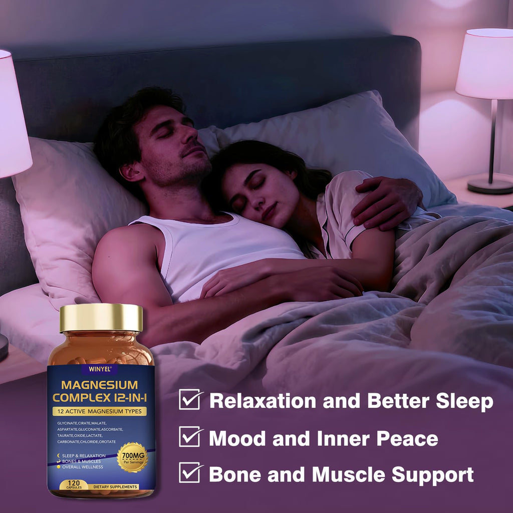 Magnesium Complex 700mg 12-in-1 | Sleep, Calm & Heart Health | Vegan 120 Caps