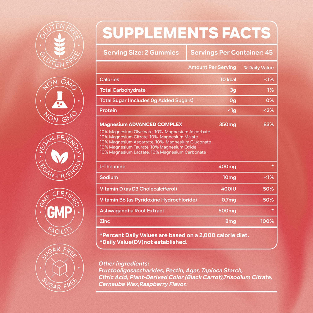 Magnesium Glycinate Gummies – 16-in-1 Magnesium Complex, Sugar-Free, 90 Servings