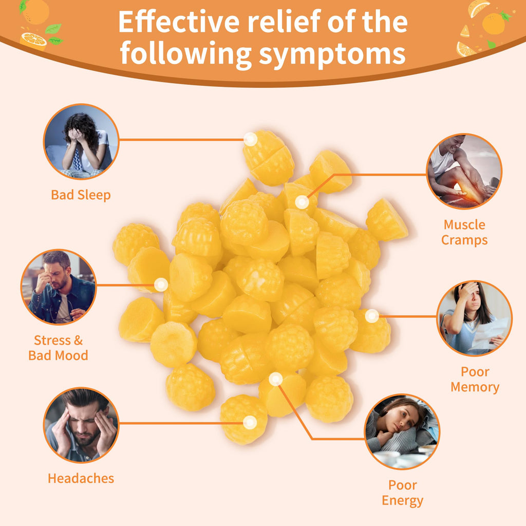 Magnesium Glycinate Gummies 1000mg - Sugar Free with Vitamin D/B6 & CoQ10 | 120 Orange Gummies (2 Pack)