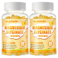 Magnesium Glycinate Gummies 1000mg - Sugar Free Magnesium Potassium Supplement with Vitamin D, B6, CoQ10 for Calm Mood & Sleep Support - 120 Orange Gummies 2 Pack
