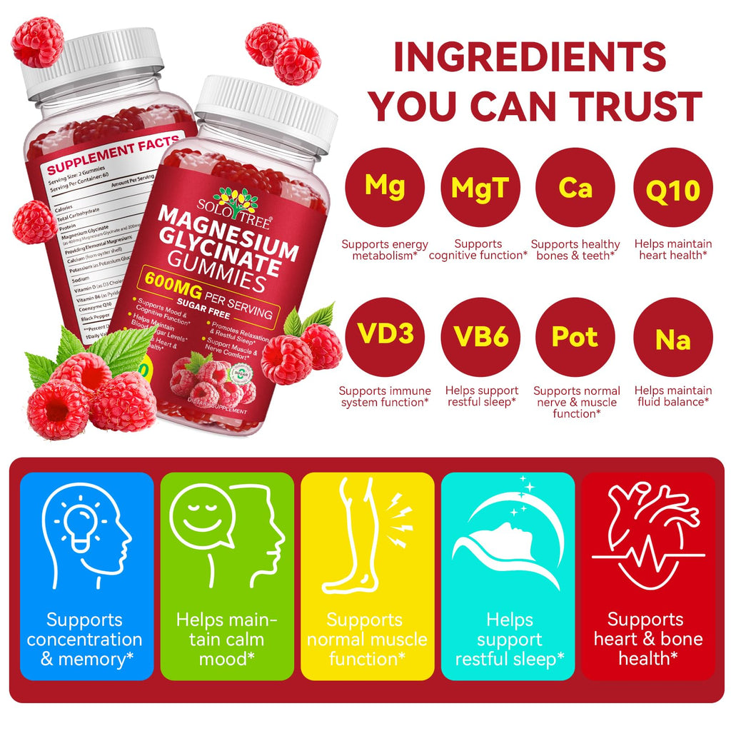 Magnesium Glycinate Gummies 600mg for Adults – Relaxation & Sleep Support | 120 Count | Non-GMO, Sugar Free