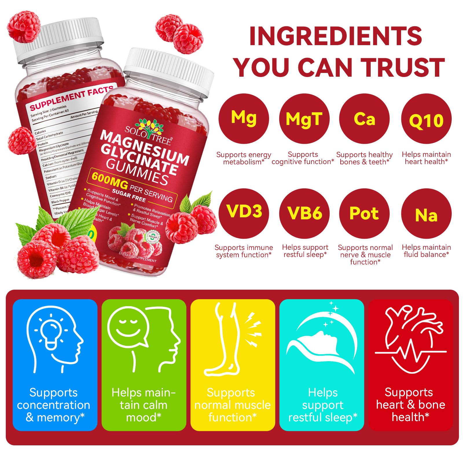 Magnesium Glycinate Gummies 600mg for Adults – Relaxation & Sleep Support | 120 Count | Non-GMO, Sugar Free