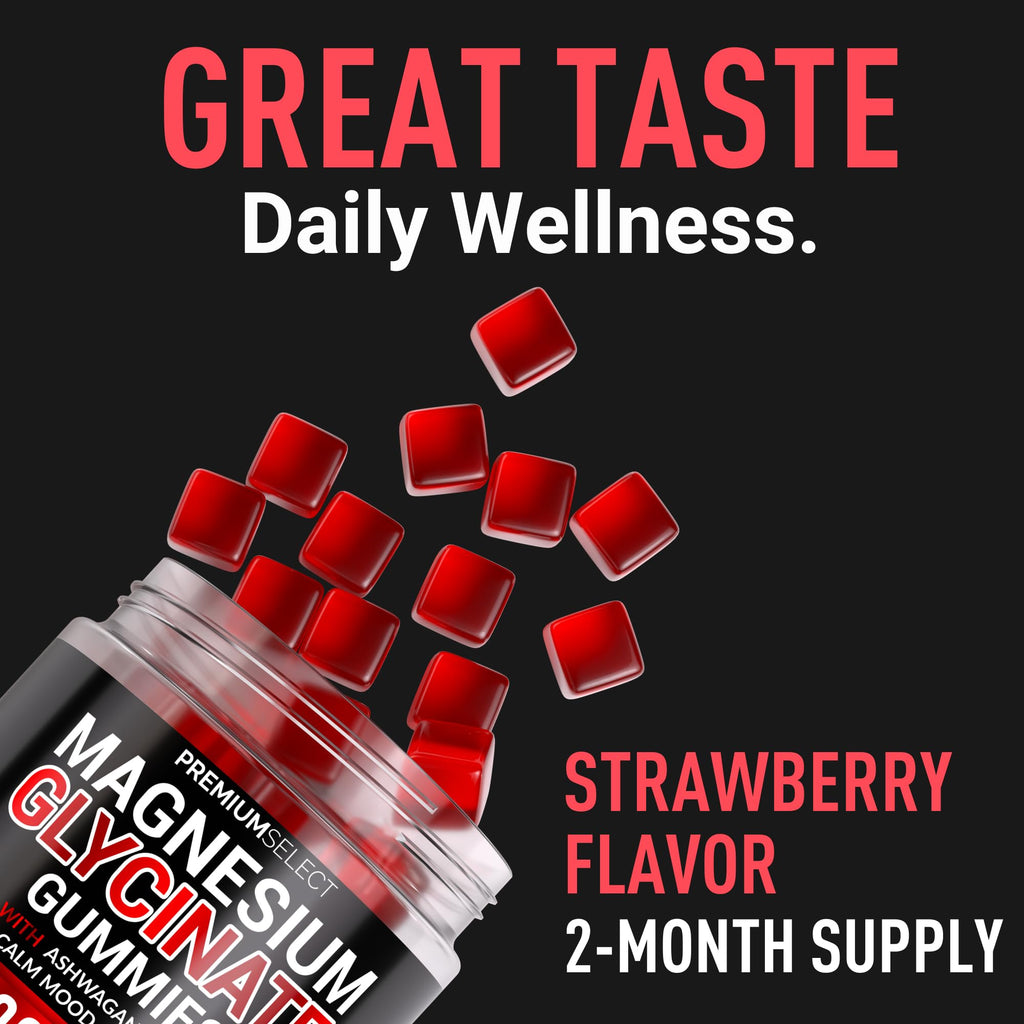 Magnesium Glycinate Gummies for Adults – 900mg Blend, Calm & Sleep Support | Sugar-Free Vegan