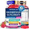60 Day Supply Magnesium Glycinate Gummies 400mg with Ashwagandha, L-Theanine, CoQ10, Vitamin D3 & B6 – Sugar Free, Vegan & Gluten Free