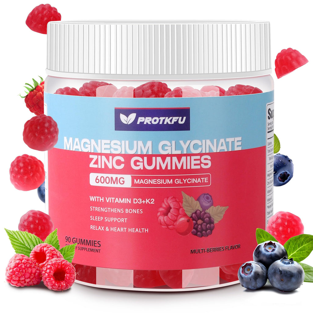 90 CT Magnesium Glycinate Gummies 600mg – Sugar Free, Zinc, D3 & K2 for Sleep & Bone Health