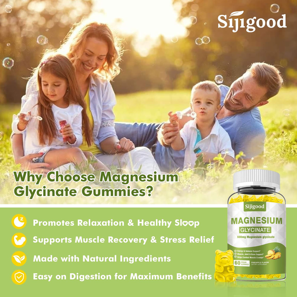 Magnesium Glycinate Gummies 600mg – Relaxation & Sleep Support (Sugar-Free, Pineapple)