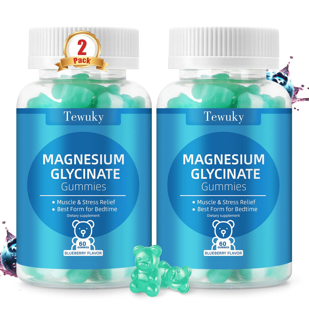Magnesium Glycinate Gummies – Sugar-Free, Vegan Blueberry (2 Bottles) for Sleep, Stress & Muscle Support
