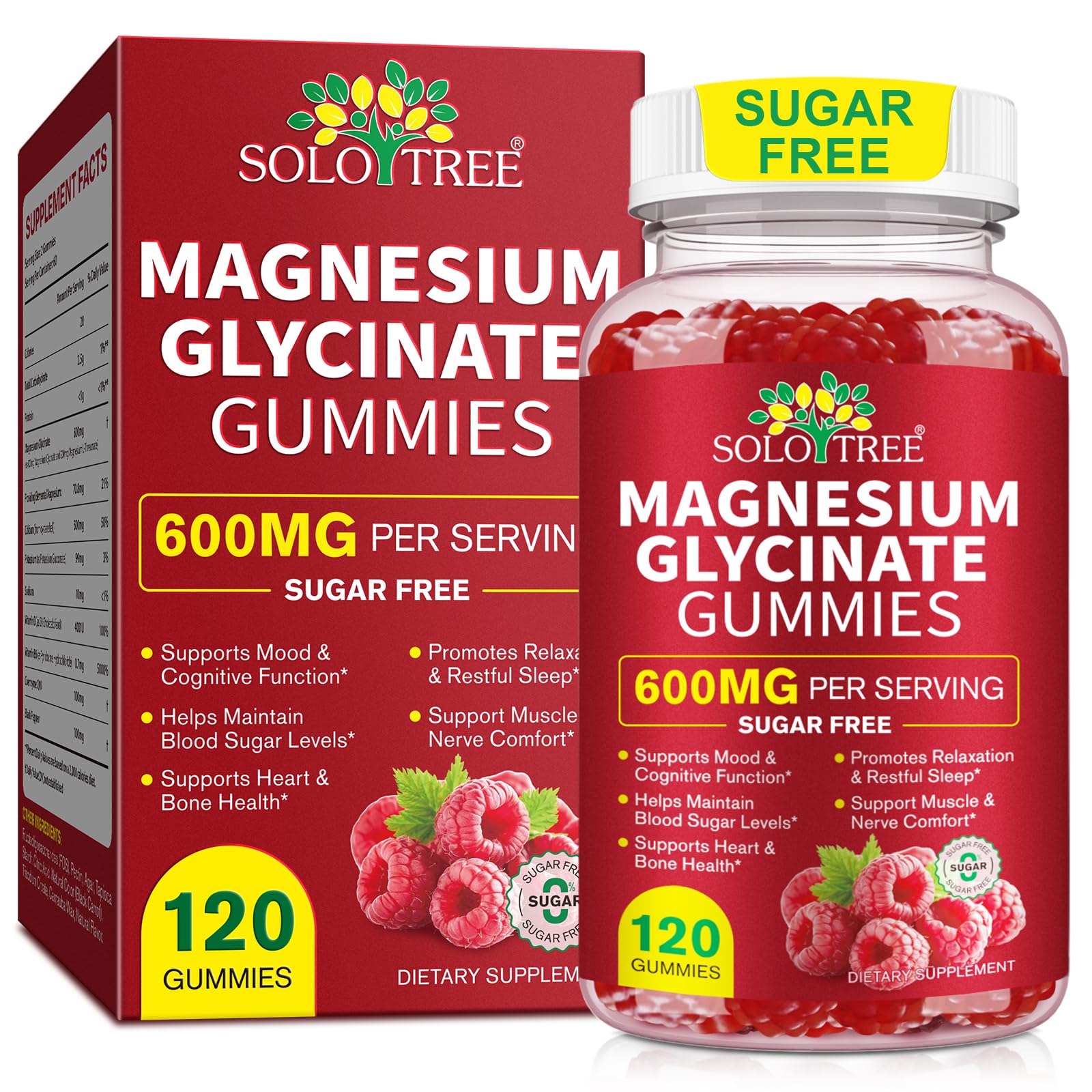 Magnesium Glycinate Gummies with L-Threonate – 120 Count, 600 mg per Serving, Sugar Free, High Absorption