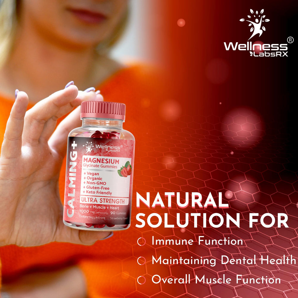 Magnesium Glycinate Gummies 1000 mg – Relaxation & Heart Health – Strawberry Flavor