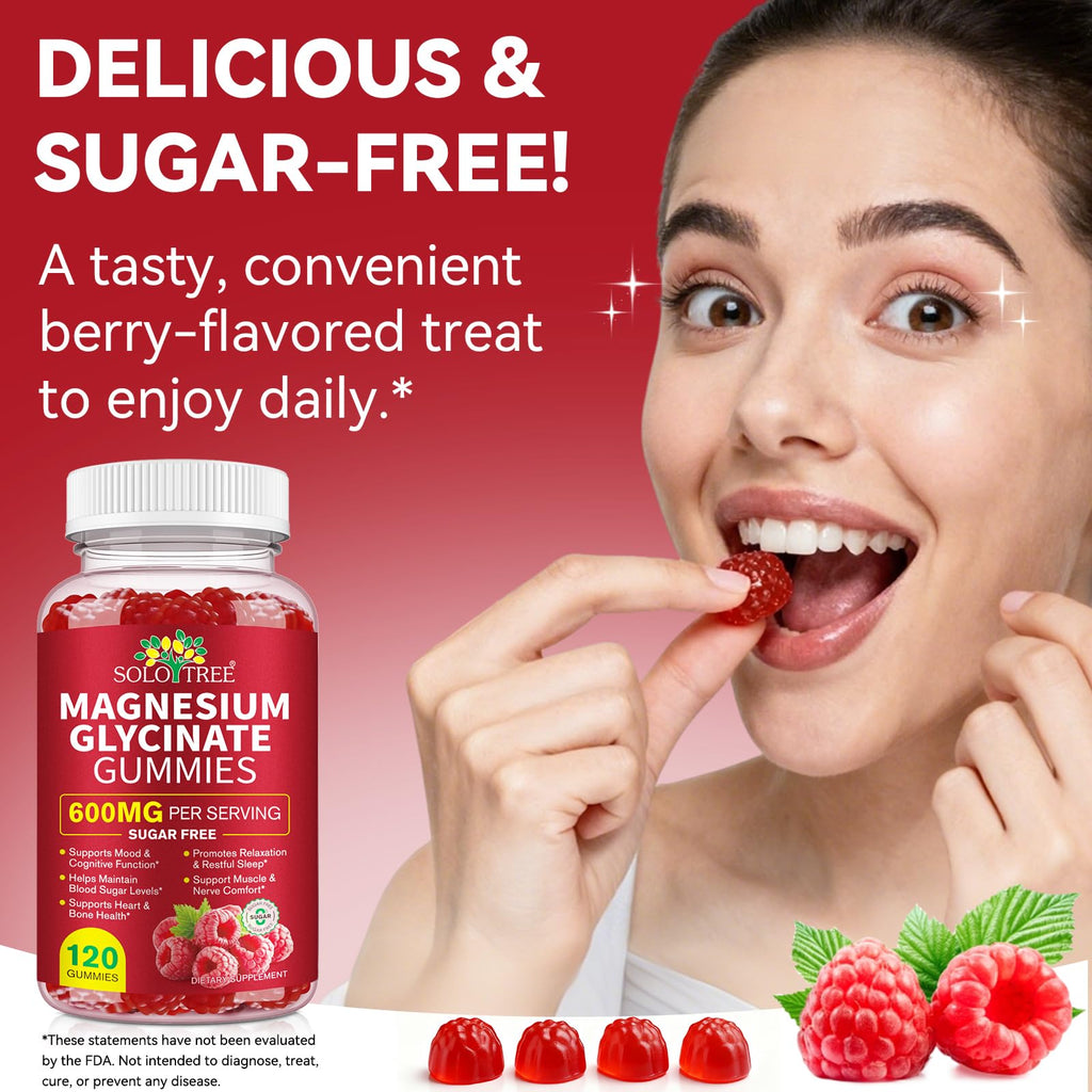 Magnesium Glycinate Gummies 600mg for Adults – Relaxation & Sleep Support | 120 Count | Non-GMO, Sugar Free