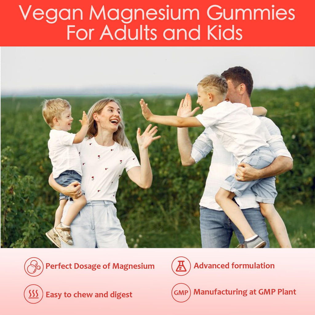 Magnesium Glycinate Gummies for Adults & Kids – 1000mg High Absorption, Sugar Free with Potassium, 90 Counts