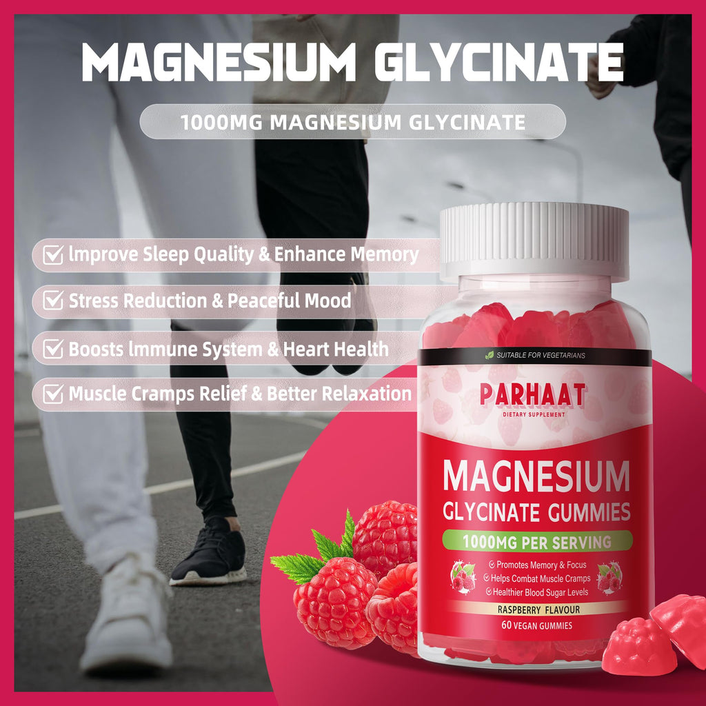 Magnesium Glycinate Gummies - Sugar Free Raspberry with Vitamin D, B6, CoQ10 - 120 Chews