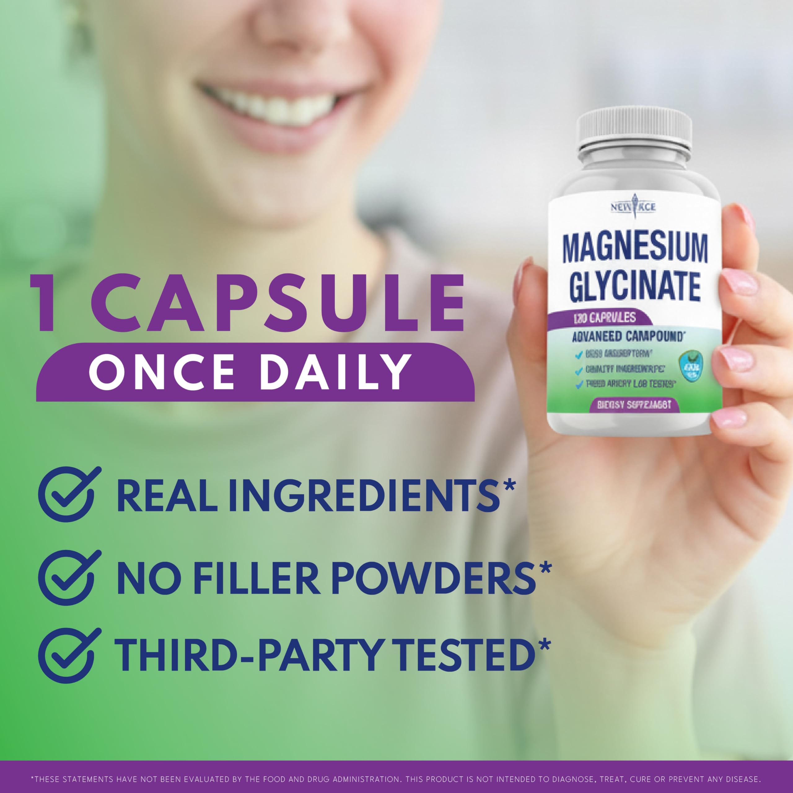 Magnesium Glycinate 500mg | 90mg Elemental Magnesium per Capsule | Muscle & Bone Health | 120 Vegan Capsules