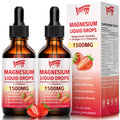 2 Pack Magnesium Glycinate Liquid Drops 1500mg – Strawberry Flavor, B6/D3, L-Theanine, Omega-3 | 4 Oz