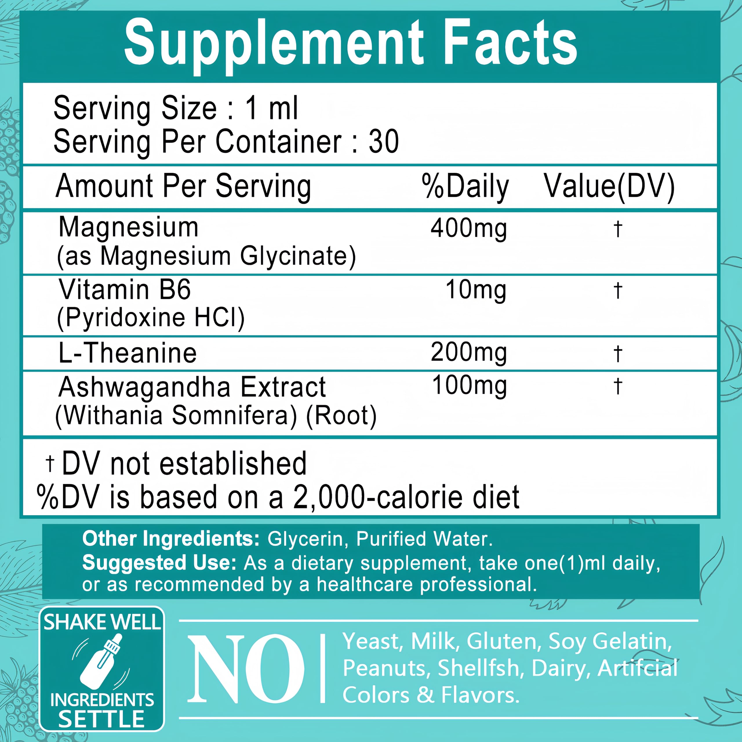 Magnesium Glycinate 400mg Liquid Drops – 98% Absorption for Sleep, Calm, Muscle & Heart Health