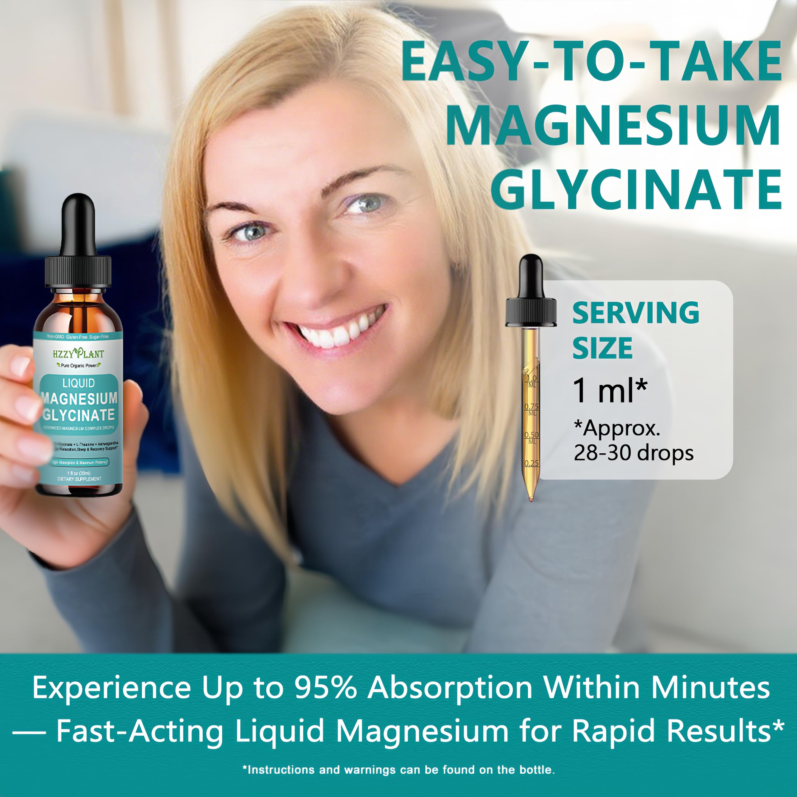 Magnesium Glycinate 400mg Liquid Drops – 98% Absorption for Sleep, Calm, Muscle & Heart Health